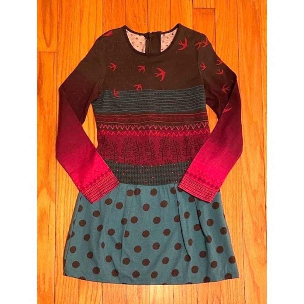 CATIMINI French Boutique Birds & Dots Girls Dress 128 8